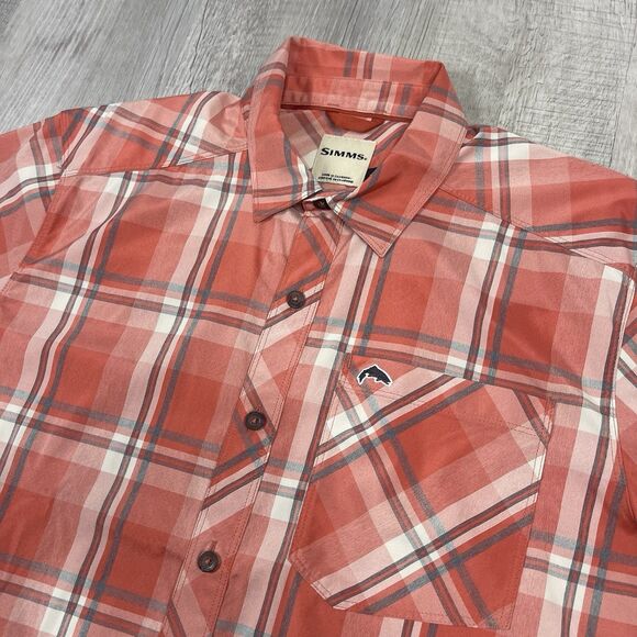 Simms Shirt Adult Men’s Medium Plaid Button Up Short Sleeve Fishing Casual J - Picture 4 of 9